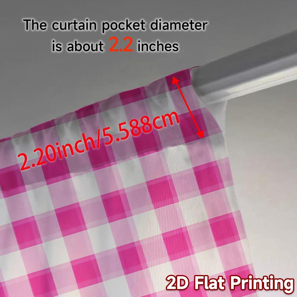 2pcs   2D FLAT PRINTING Curtains (Without Rod) Pink Plaid Chic Print Curtains Machine Washable Fabric Curtains Room Decor