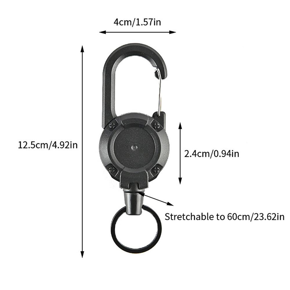 Heavy Duty Retractable Keychain Badge Reel Clips With Steel Wire AntiTheft Easy-To-Pull Buckle Rope Elastic Keychain For Camping