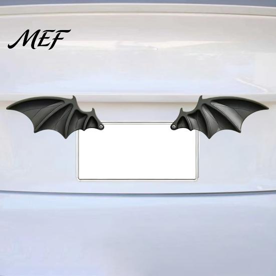 Vehicle Bat Wing Decor 1 Pair License Plate Decoration, Gothic Black for Front Rear Plates, Car Truck SUV Exterior Accessories