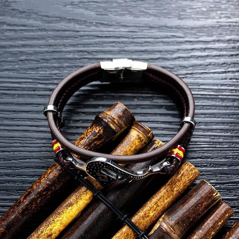 Trendy Personality Saxophone Music Bracelets for Men Leather Woven Note Multi-Layer Bracelet Student Men's Accessory Bracelet
