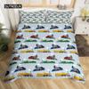 Kids Equipment Trucks Duvet Cover King Boys Cartoon Car Bedding Set Construction Highway Comforter Cover Set