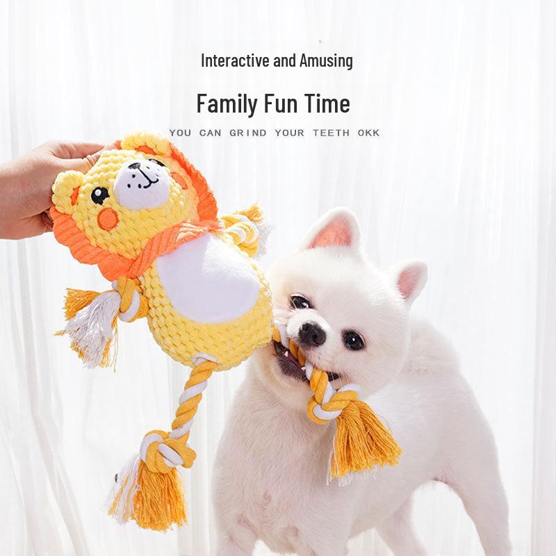 Bite-Resistant Plush Dog Toy: Lion & Hippo Molar Chews To Relieve Pet Boredom
