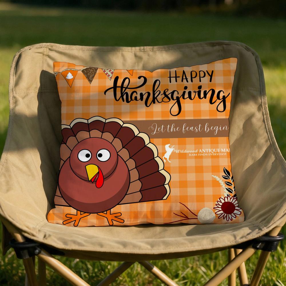 Thankful Festival Turkey Cushion Cover Soft Reversible  Durable Pillow Cover  MultiScene Use for Home  Car Daily Comfort