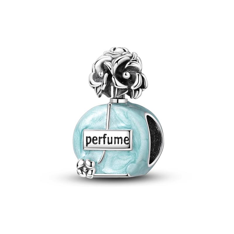 Ny Kopparfärgad Fjärilskrona Rosa Parfymflaska Berlocker Pärlor Passar Pandach Original Armband Fina Gör-det-själv Smycken Gåvor