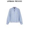 UR 2026 Spring Women's Color-block Embroidered Stand Collar Blouse