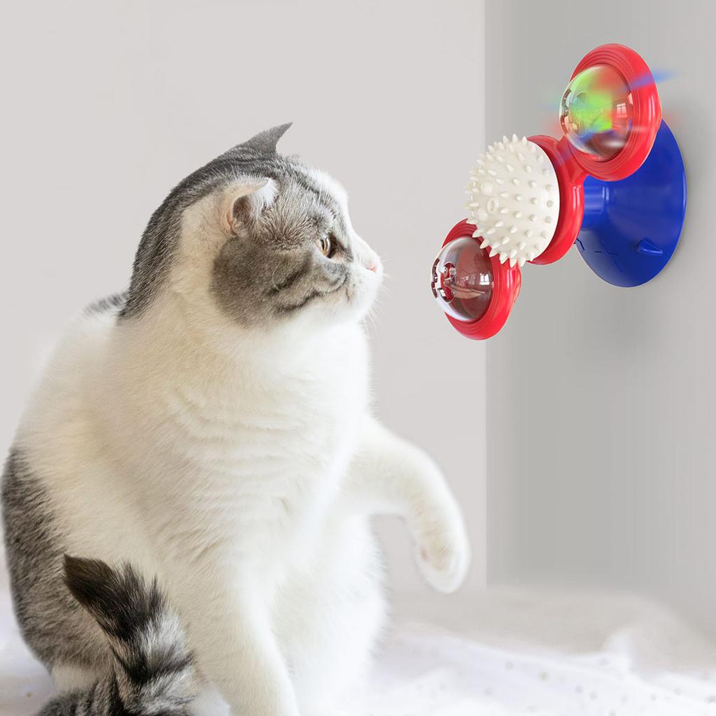 Windmill Cat Toy Rotating Interactive Multifunctional Kitten Comb Toy for Wall Door