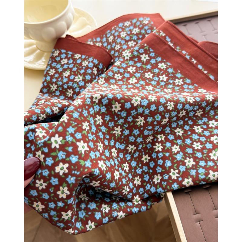 Women S Floral Printed Small Square Scarf For Travel Photo Sun Protection Decoration