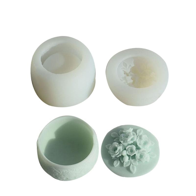 Crystal Resin Silicone Molds with Lid Birthday Rose Decorative Storage Box Mold X3UC