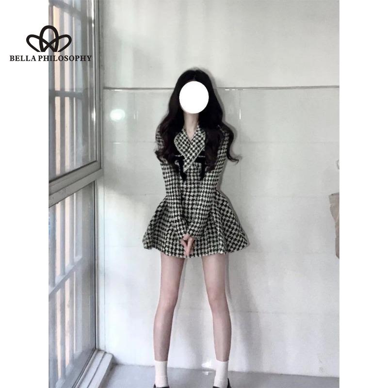 W kratę Vintage krótka jednoczęściowa sukienka kobieca delikatna elegancka mini sukienka na imprezę koreański styl modna sukienka z kokardką