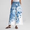 Women's Wide Leg Pants With Elastic Waistband, Retro Printed Large Pockets, Patchwork Loose Pants