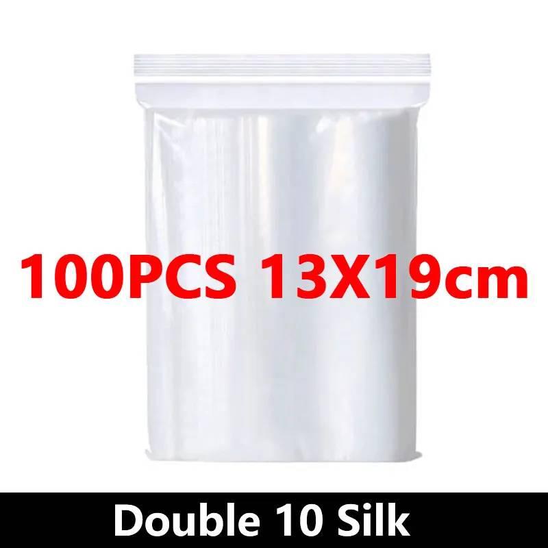 100Pcs Thicken Zipper Sealed Bags Clear Plastic Storage Bag For Small Jewelry Food Packing Reclosable Sealing Bags