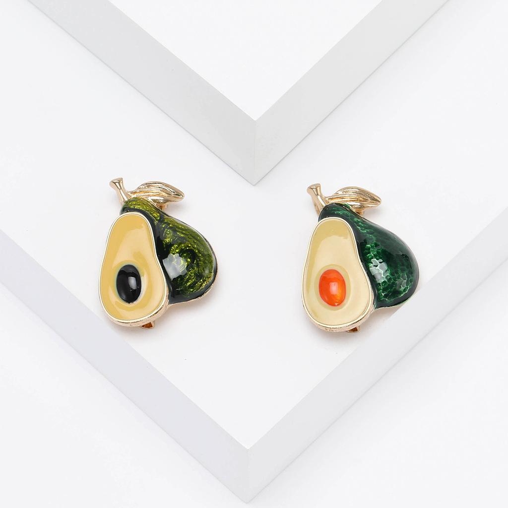 Cartoon Cute Fruit Temperament Blazer Collar Pin, Fashion Creative Rhinestone Avocado Brooch Silk Scarf Buckle