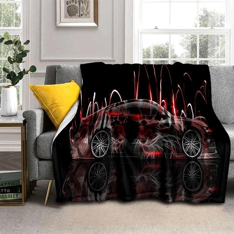 Coperta Cartone Animato Auto Sportiva Futura 3D HD Concept Car, Coperta Morbida da Divano per Casa Camera da Letto Letto Divano Picnic Viaggio Coperta per Bambino