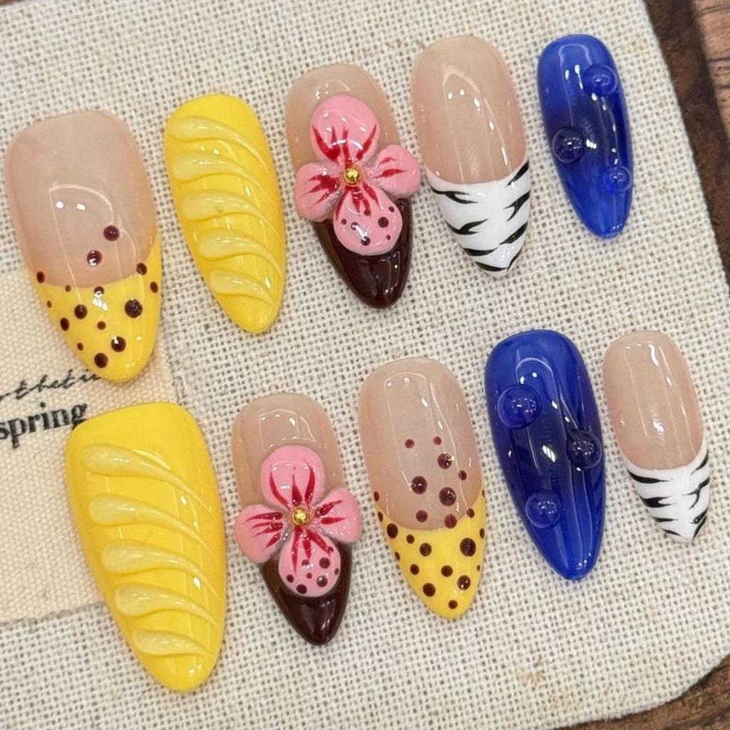 10pcs Hand Painted Gel Press Nails Beautiful Luxury Customized Design Handmade Press On Nails