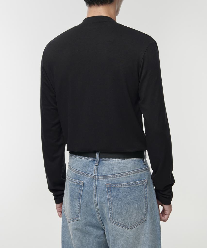 Musinsa Standard Tencel Slim Mock Neck Long Sleeve T-Shirt [Black]