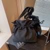 Commuting To Work Cross-border Large-capacity Cross-body Tote Bag Women's New Trendy Super Fire Drawstring Single-shoulder Canvas