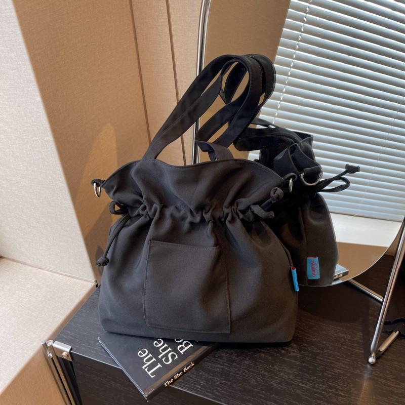 Commuting To Work Cross-border Large-capacity Cross-body Tote Bag Women's New Trendy Super Fire Drawstring Single-shoulder Canvas