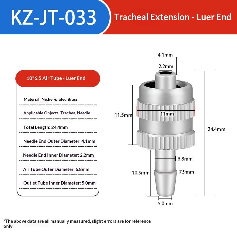 Dispensing Glue Subpackaging Syringe Barrel Luer Lock Adapter Fitting Tracheal Connector Metal Material Parts