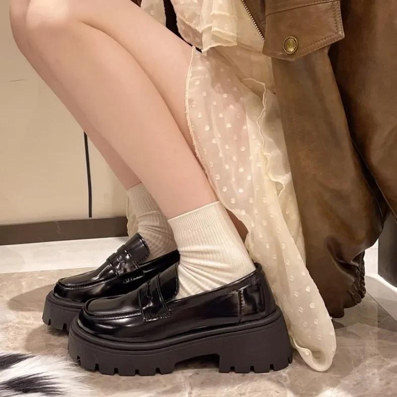 Platform Loafers for Women 2024 New Spring British College Style Lolita Shoes Female Thick Sole Oxford Shoes Heels Vintage Shoes
