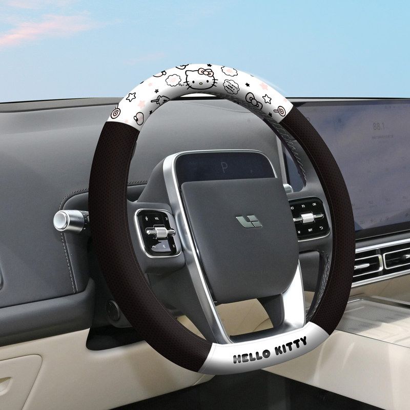Hello Kitty Car Steering Wheel Cover, Breathable and Cute for Summer, Universal, Trendy, High-End, Mesh Cover for All Seasons, for Women