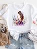 Flower Lovely Trend 90s Clothing Print White T Shirt Short Sleeve Tee Unisex Ladies Casual Top Female Fashion Graphic TShirt