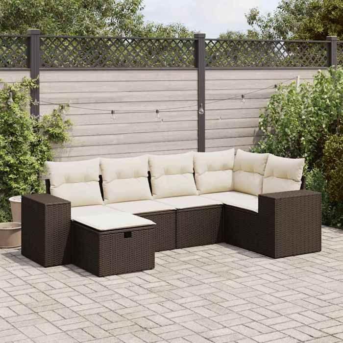VidaXL Garden Furniture Set with Cushions 6 Pcs Brown Braided Resin 3325689
