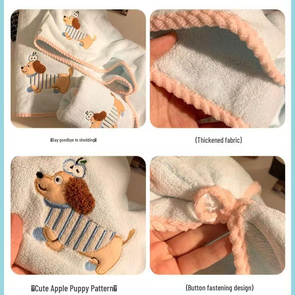 Cute Puppy Hair Drying Cap: Super Absorbent, Quick-Dry Coral Fleece Towel for Women