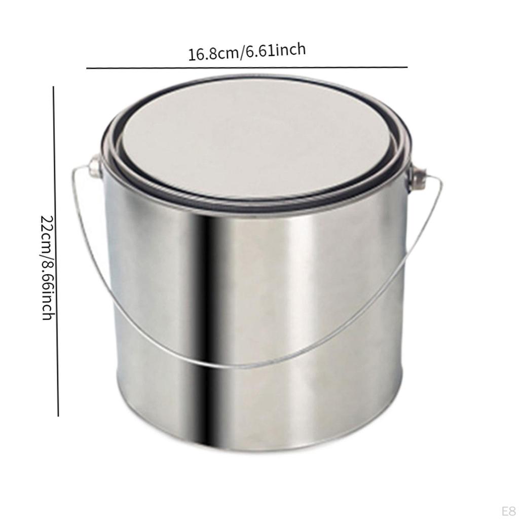 Empty Paint Can Metal Bucket Iron, Multipurpose, with Lid, Container Pail for