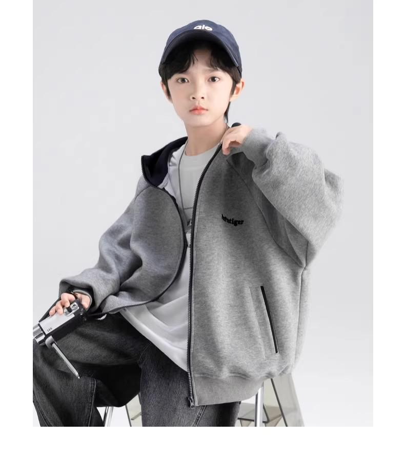 Boys' Hooded Sweatshirt Jacket - Trendy Autumn Wear for Kids