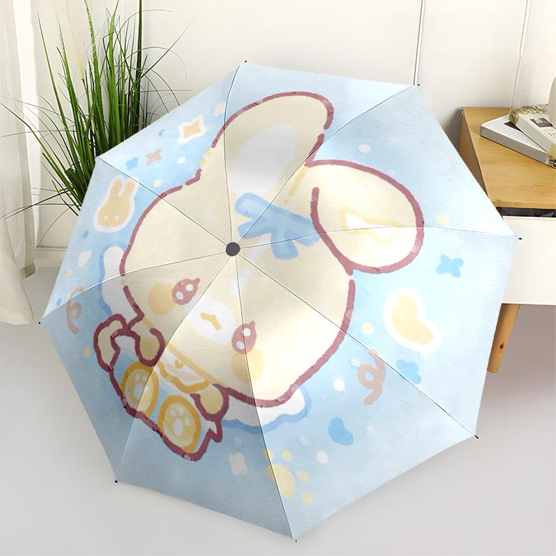 

1pc Adorable Bunny Design Automatic Opening/Closing Umbrella with Foldable Design, Iron Frame, Suitable for Fans, Travel, Daily Use, Festive Gift.Q086