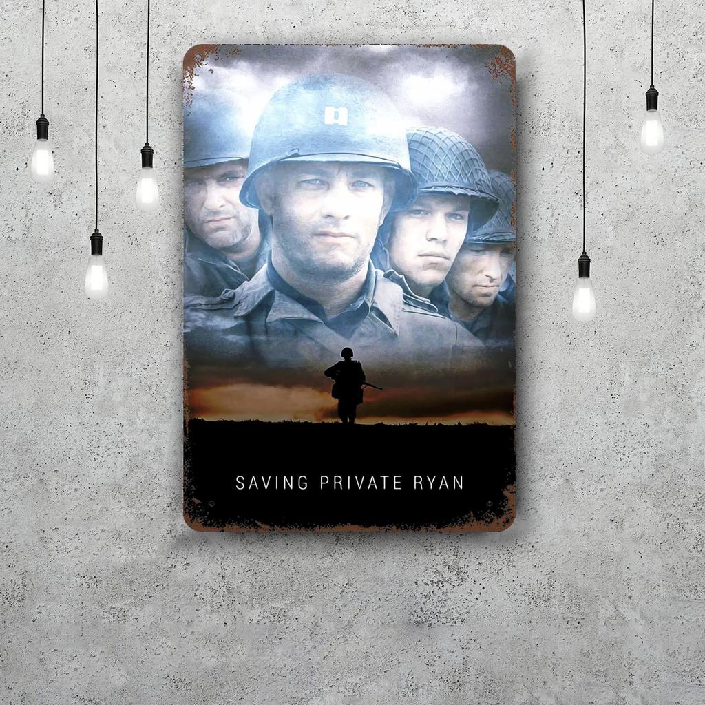 Saving Private Ryan Movie Decor Poster Vintage Tin Sign Metal Sign Decorative Plaque for Pub Bar Man Cave Club Wall Decoration