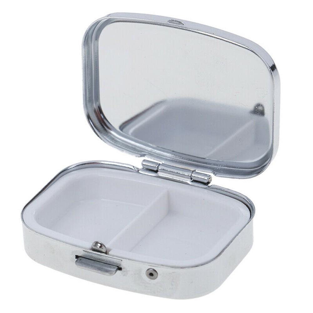 

Practical Pill Box Tablet Case 1pc Container Metal Rectangular