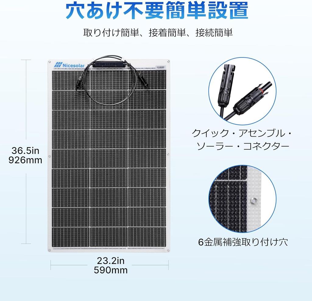 Nicesolar 100W Flexibles Monokristallines Solarpanel, Ideal für Outdoor, Katastrophenschutz und mehr, 12V, IP68, Flexibel, Stationär, Ultradünn,