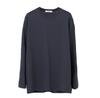 Arrayed Relaxed Cotton Round Long Sleeve T-Shirt [Black]