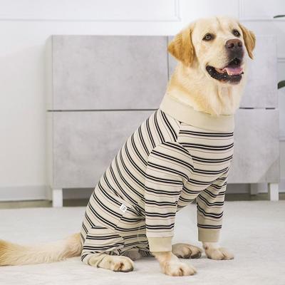 Practical Four-legged Puppy Stripes Jumpsuits Polyester Soft Pet Dog Clothes Fashionable Dog Pajamas Warm Clothes