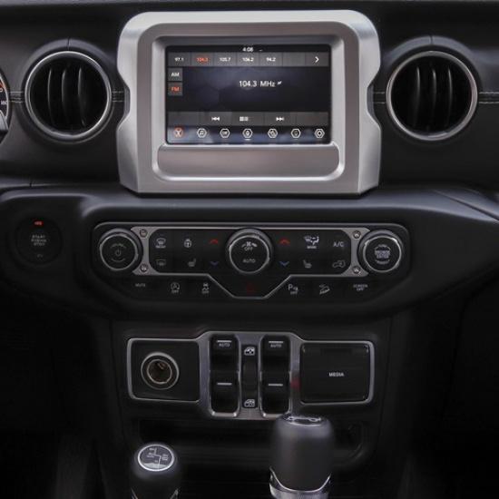 Silver Dashboard GPS Navigation Frame Trim Decor Cover For Jeep Wrangler JL 18+