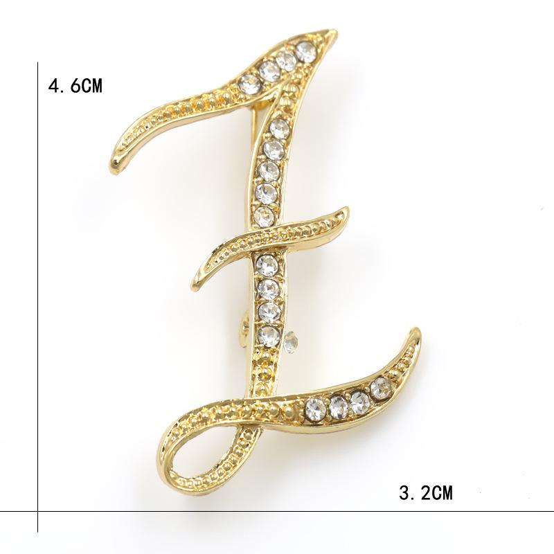 Trendy 26-Letter Rhinestone Brooch Pin - Fashion Accessory for Clothing & Bags