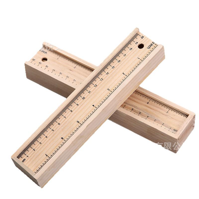 Children's Wooden Box Colored Pencils Set - 12 Colors with Sharpener & Ruler