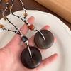Auspicious Cloud Vintage Wood Necklace Adjustable Long Necklace  for Women Jewelry