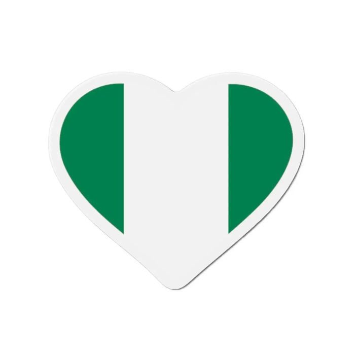Magnet Srdce Vlajka Nigérie - Vícebarevný - 6 cm - 50 kusů - Syntetická pryskyřice - Smíšený