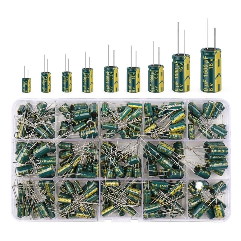 225PCS Assorted Aluminum Capacitors Comprehensive Capacitor Set Simple to Operate for DIY Electronic Projects & Repairs