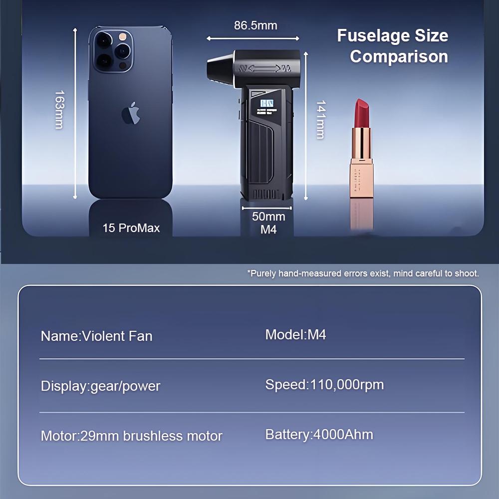 Brushless Motor Blower Cordless Electric Violent Turbo Fan Mini High Power Violent Fan Handheld Car Vacuum Cleaner Hair Dryer