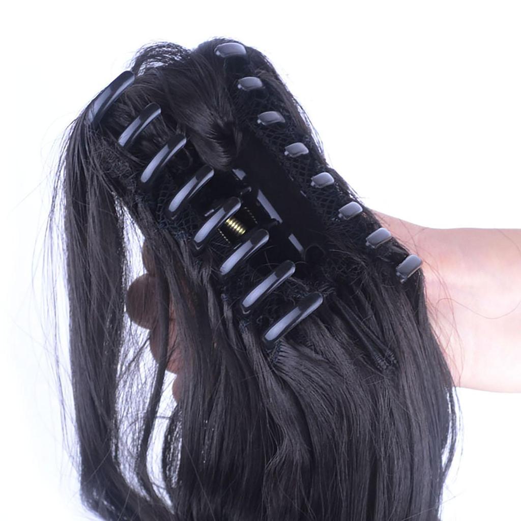 Coda di Cavallo Lunga Profondamente Ondulata Riccia Estensione per Capelli a Coda con Pinza a Morsetto Coda di Capelli Sintetica per Donne Uso Quotidiano