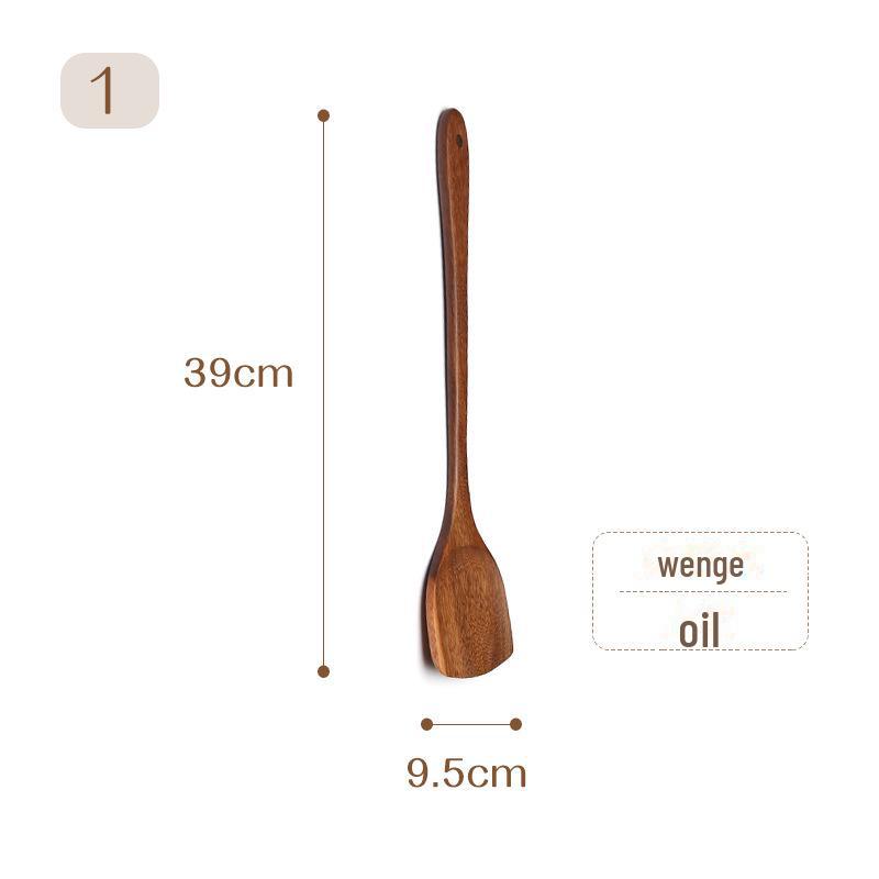 Long Wooden Handle Non-Stick Cooking Shovel with Hanging Hook - Customizable Logo Option