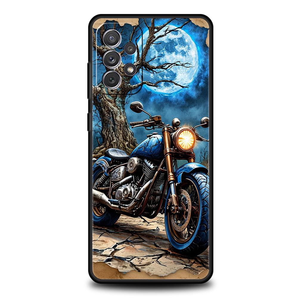 Colors Vintage Motorcycle Painted Phone Case for Samsung Galaxy A73 A55 A53 A51 A35 A33 A32 A25 A23 A22 A15 A13 A17 A07 Soft TPU