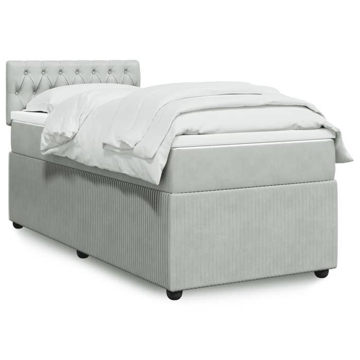 VidaXL Sommier à lattes de lit et matelas Gris clair 90x200 cm Velours 3289944