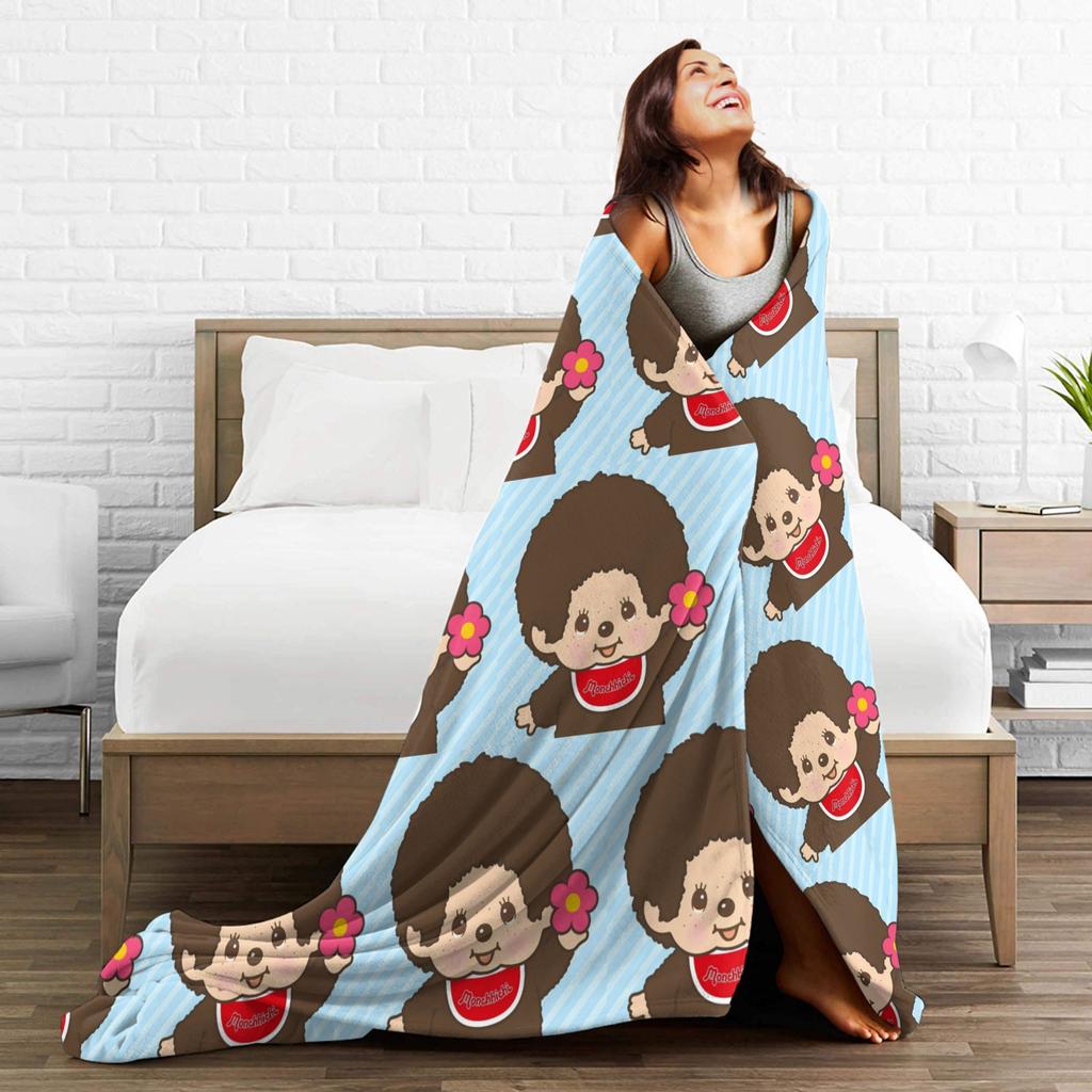 Süße Monchichis Decke Qualität Weich Warm Überwurfdecke Herbst Kinder Heimdeko Neuheit Bettüberwurf