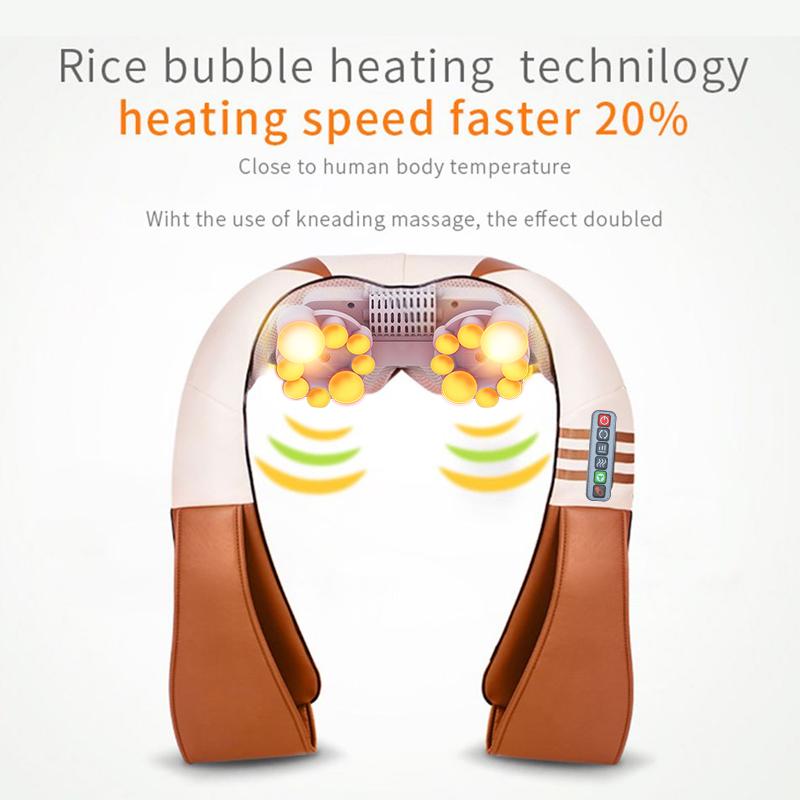16 Massage Heads Heating Neck Shoulder Kneading Massager Cervical Health Care Back Waist Relaxation Massage Shawl