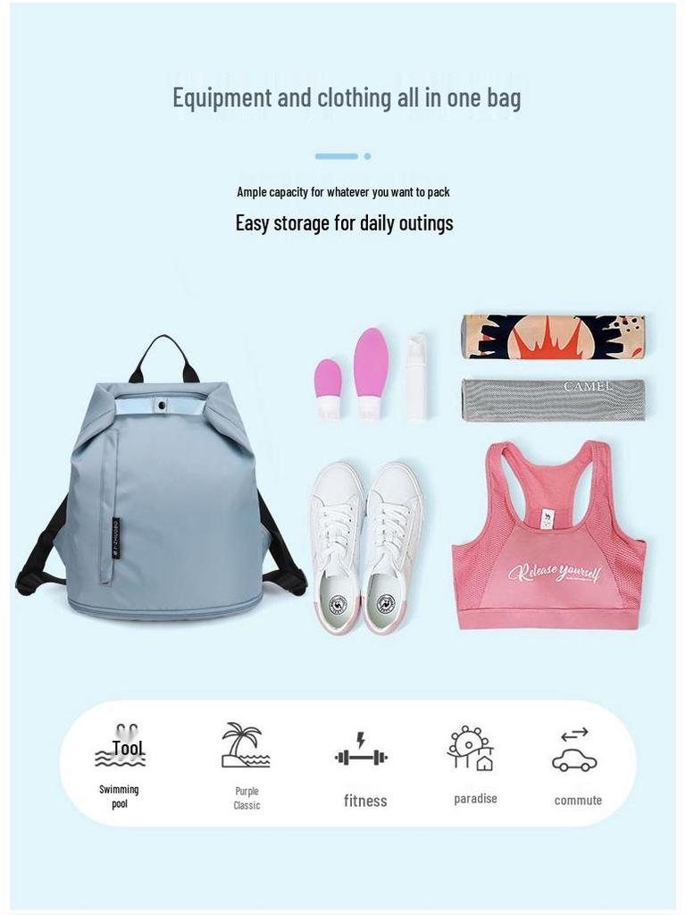 Women's Wet/Dry Swim Bag with Shoe Compartment - Fitness, Yoga, and Casual Backpack