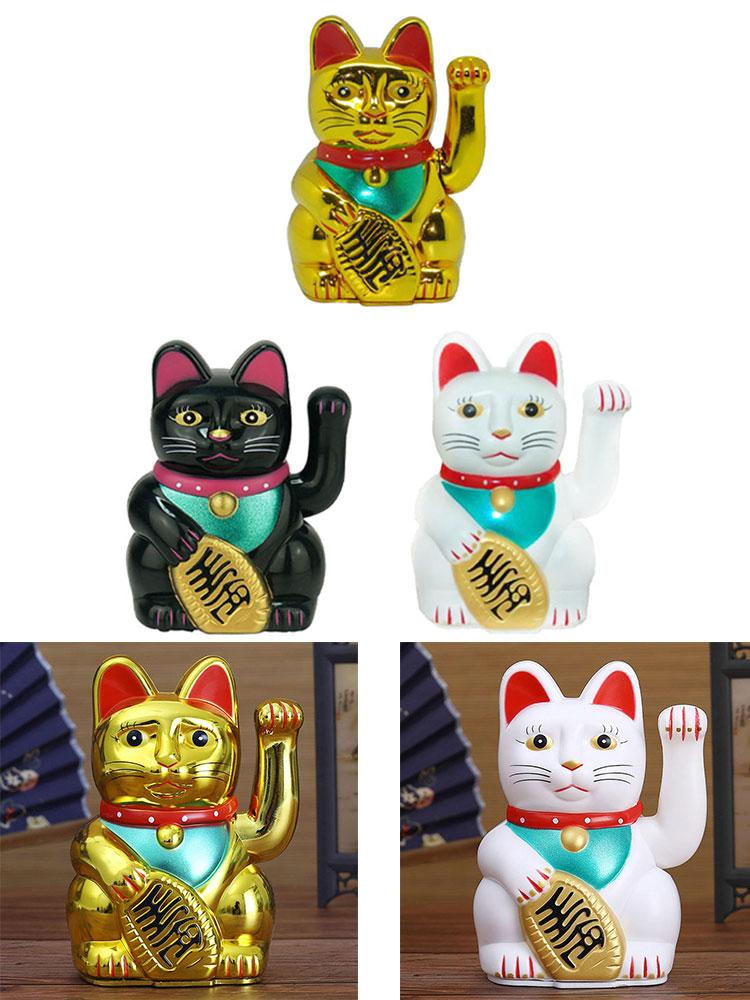 5inch Electric Lucky Cat Waving Hand Cashier Front Desk Cash Register New Store Opening Gift Home Golden Car Ornaments